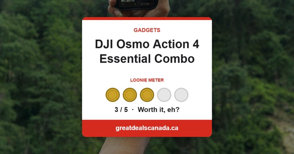 DJI Osmo Action 4 Essential Combo deal, rated 3 out of 5 loonies