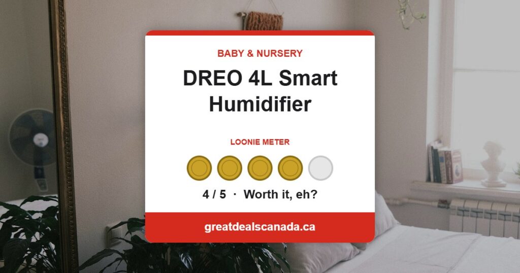 DREO 4L Smart Humidifier deal, rated 4 out of 5 loonies