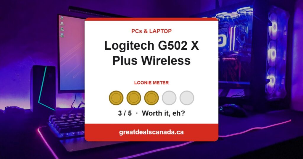 Logitech G502 X Plus Wireless deal, rated 3 out of 5 loonies